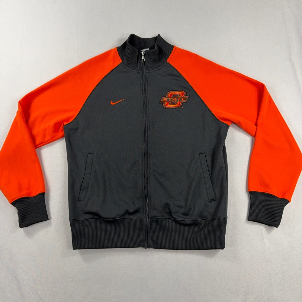 Nike Oklahoma State‎ Track Jacket OSU Cowboys Full Zip Orange Grey Mens Medium